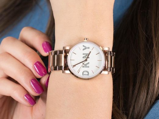 Часы наручные женские DKNY NY2654 кварцевые на браслете, цвет розового золота, США