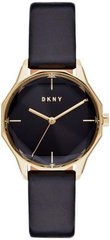 Часы наручные женские DKNY NY2796 кварцевые, с граненым стеклом, черный ремешок из кожи, США