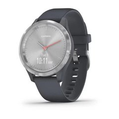 Смарт-годинник Garmin Vivomove 3S зі сталевим безелем сріблястого кольору, корпусом та ремінцем "синій граніт"