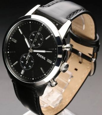 Часы наручные мужские FOSSIL FS5396 кварцевые, ремешок из кожи, черные, США