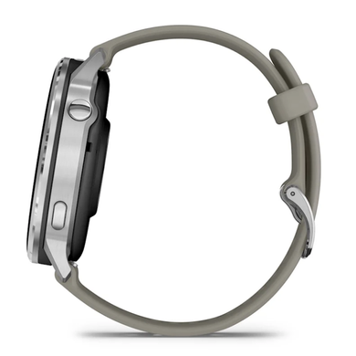Смарт-годинник Garmin Venu 4 (45 мм) сріблястий із сріблясто-сірим силіконовим ремінцем