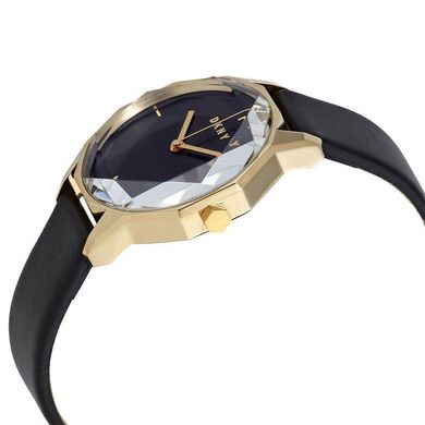 Часы наручные женские DKNY NY2796 кварцевые, с граненым стеклом, черный ремешок из кожи, США