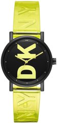 Часы наручные женские DKNY NY2808 кварцевые, желтые, каучуковый ремешок