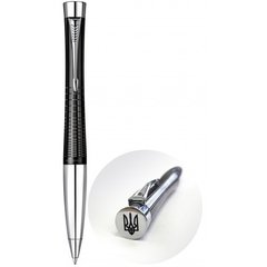 Ручка шариковая Parker URBAN Premium Ebony Metal Chiselled BP Трезубец на торце 21 232Ч_TR