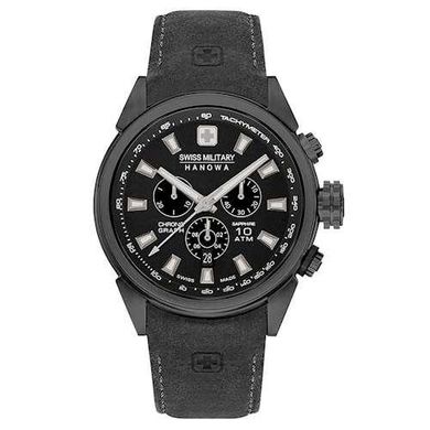 Часы наручные мужские Swiss Military-Hanowa 06-4322.13.007.07 кварцевые, черный ремешок из кожи, Швейцария