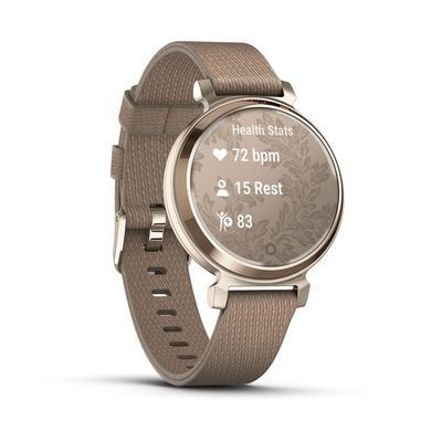 Смарт-годинник Garmin Lily 2 Classic кремово-золотистий, ремінець з нейлону кавового кольору