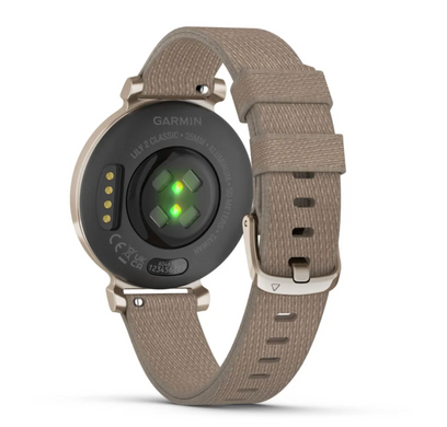 Смарт-годинник Garmin Lily 2 Classic кремово-золотистий, ремінець з нейлону кавового кольору
