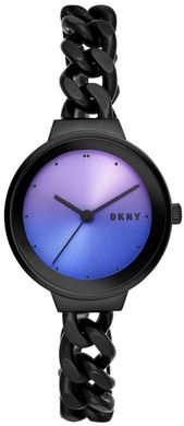 Часы наручные женские DKNY NY2837 кварцевые, браслет-цепочка, черные, США