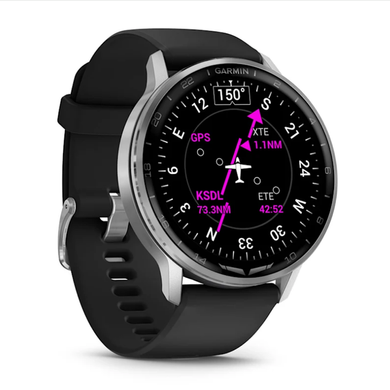 Смарт-часы Garmin D2 Air X15 серебристые с черным силиконовым ремешком
