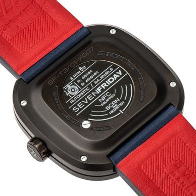 Часы наручные мужские SEVENFRIDAY SF-T3/01, скелетон с автоподзаводом в автоспортивной стилистике, Швейцария
