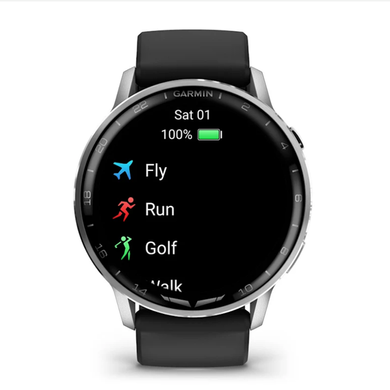 Смарт-часы Garmin D2 Air X15 серебристые с черным силиконовым ремешком