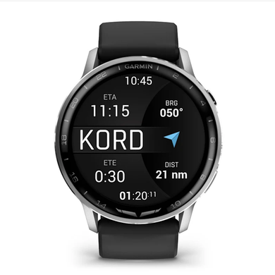 Смарт-часы Garmin D2 Air X15 серебристые с черным силиконовым ремешком