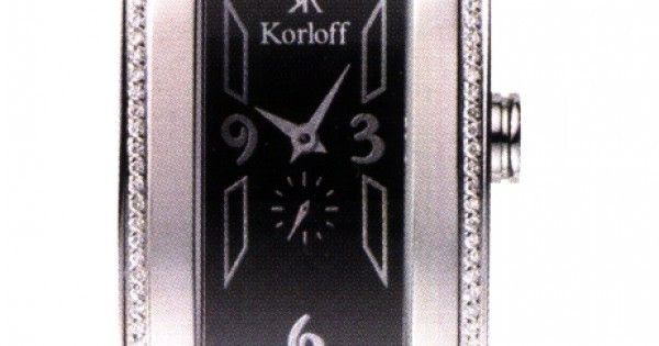 Часы наручные женские Korloff GK39 кварцевые, 104 бриллианта, черный ремешок из кожи аллигатора