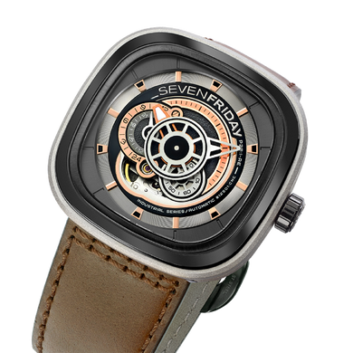 Часы наручные мужские SEVENFRIDAY SF-P2B/01 с автоподзаводом, Швейцария (дизайн напоминает паровые машины)
