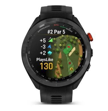Смарт-годинник Garmin Approach S70 (47 мм) з чорним керамічним безелем та чорним ремінцем
