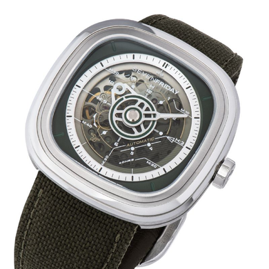 Часы наручные мужские SEVENFRIDAY SF-T2/01, скелетон с автоподзаводом в автоспортивной стилистике, Швейцария