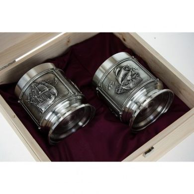 10512 Artina 2 Whisky Cups "La Paloma" 9.5 cm in wooden box