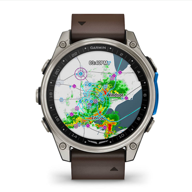 Смарт-часы Garmin D2 Mach 2 (47 мм) титановые с коричневым кожаным ремешком Oxford