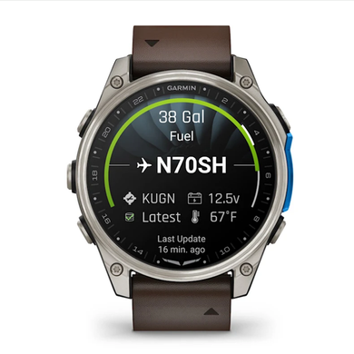 Смарт-часы Garmin D2 Mach 2 (47 мм) титановые с коричневым кожаным ремешком Oxford