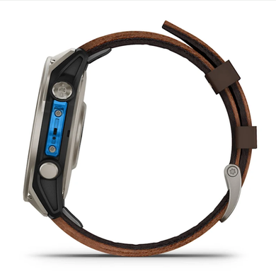 Смарт-часы Garmin D2 Mach 2 (47 мм) титановые с коричневым кожаным ремешком Oxford