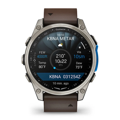 Смарт-часы Garmin D2 Mach 2 (47 мм) титановые с коричневым кожаным ремешком Oxford