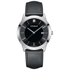 Часы наручные мужские Hanowa 16-4042.04.007 кварцевые, черный ремешок из кожи, Швейцария