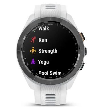 Смарт-часы Garmin Approach S70 (42 мм) с черным керамическим безелем и белым ремешком