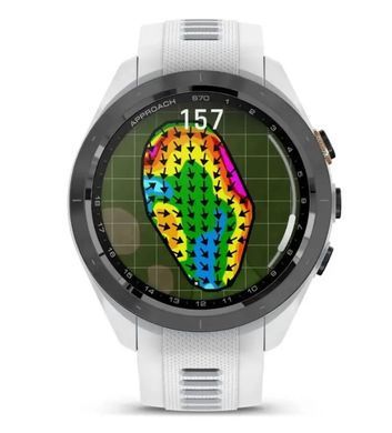 Смарт-часы Garmin Approach S70 (42 мм) с черным керамическим безелем и белым ремешком