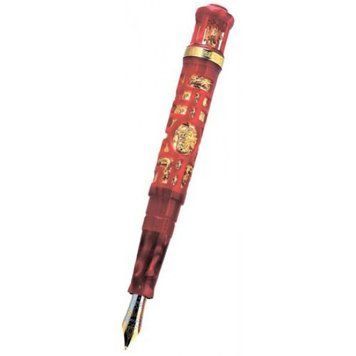Ручка пір'яна Visconti 79418AUA20F Forbiden city red gold 18K F l.e.