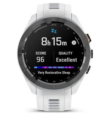 Смарт-часы Garmin Approach S70 (42 мм) с черным керамическим безелем и белым ремешком