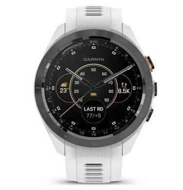 Смарт-часы Garmin Approach S70 (42 мм) с черным керамическим безелем и белым ремешком