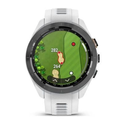 Смарт-часы Garmin Approach S70 (42 мм) с черным керамическим безелем и белым ремешком
