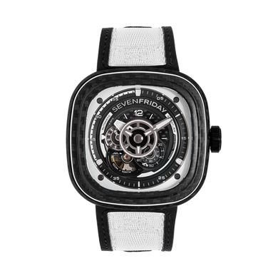 Часы наручные унисекс "Белый углерод" SEVENFRIDAY SF-P3C/07 с автоподзаводом, Швейцария