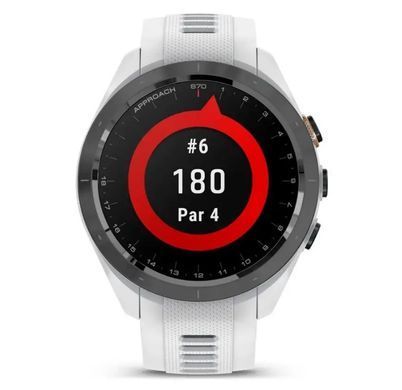 Смарт-часы Garmin Approach S70 (42 мм) с черным керамическим безелем и белым ремешком