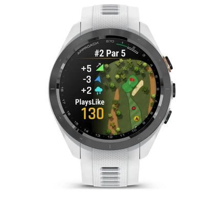 Смарт-часы Garmin Approach S70 (42 мм) с черным керамическим безелем и белым ремешком