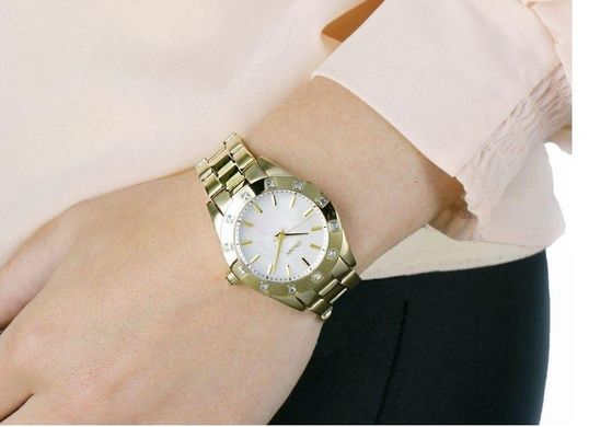 Часы наручные женские DKNY NY8661 кварцевые, с фианитами, перламутровый циферблат, США