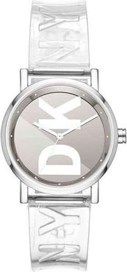 Часы наручные женские DKNY NY2807 кварцевые, прозрачный каучуковый ремешок, США
