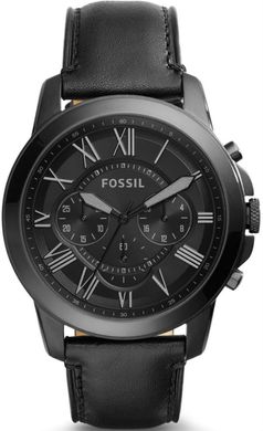 Часы наручные мужские FOSSIL FS5132 кварцевые, ремешок из кожи, черные, США