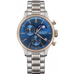 Часы-хронограф наручные мужские Aerowatch 78986 BI04M, кварц, синий циферблат с фазой Луны, биколорный браслет