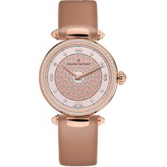 Часы наручные женские Claude Bernard 20509 37RC BEIR, кварцевые, с розовым покрытием PVD, бежевый ремешок