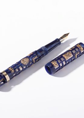 Ручка пір'яна Visconti 79403AGA20M Forbiden city blu silver AG925 18K-M
