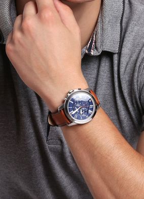 Часы наручные мужские FOSSIL FS5210 кварцевые, ремешок из кожи, США