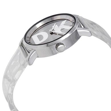 Часы наручные женские DKNY NY2807 кварцевые, прозрачный каучуковый ремешок, США