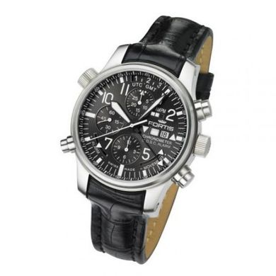 Швейцарские часы наручные мужские FORTIS 703.10.81 LCF.01, механический хронограф, ремешок из кожи аллигатора