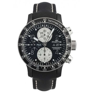 Швейцарские часы-хронограф наручные мужские FORTIS 665.12.71 L.01, сталь BLACK PVD, титановый сплав