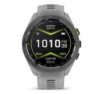 Смарт-часы Garmin Approach S70 (42 мм) с черным керамическим безелем и серым ремешком