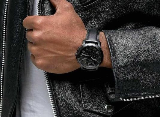 Часы наручные мужские FOSSIL FS5132 кварцевые, ремешок из кожи, черные, США