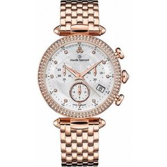 Часы наручные женские Claude Bernard 10230 37RM NAR, кварцевый хронограф, на браслете, розовое покрытие PVD