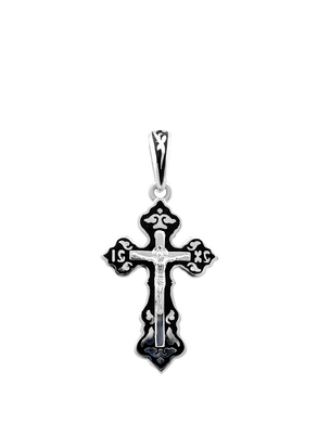 Хрестик срібний з емаллю