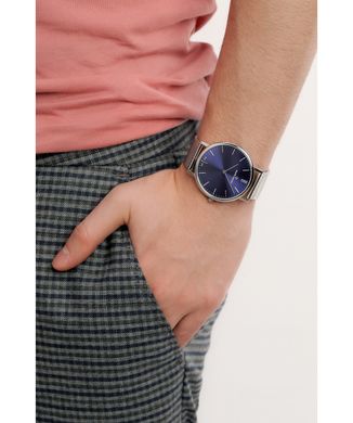 Часы наручные Claude Bernard 20219 3M BUIN унисекс, кварцевые, на стальном браслете, синий циферблат